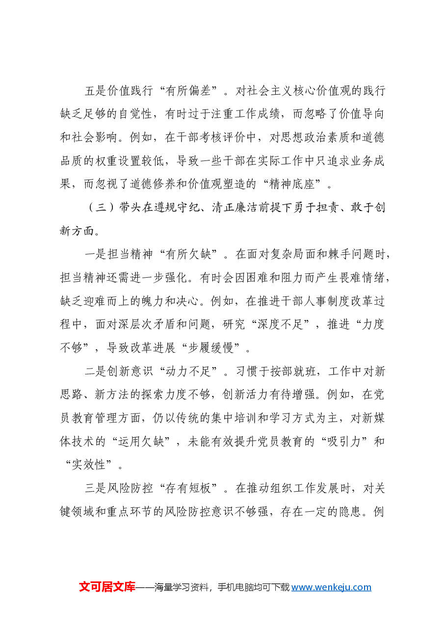 某领导2024年度民主生活会对照检视发言材料.docx,第4页预览