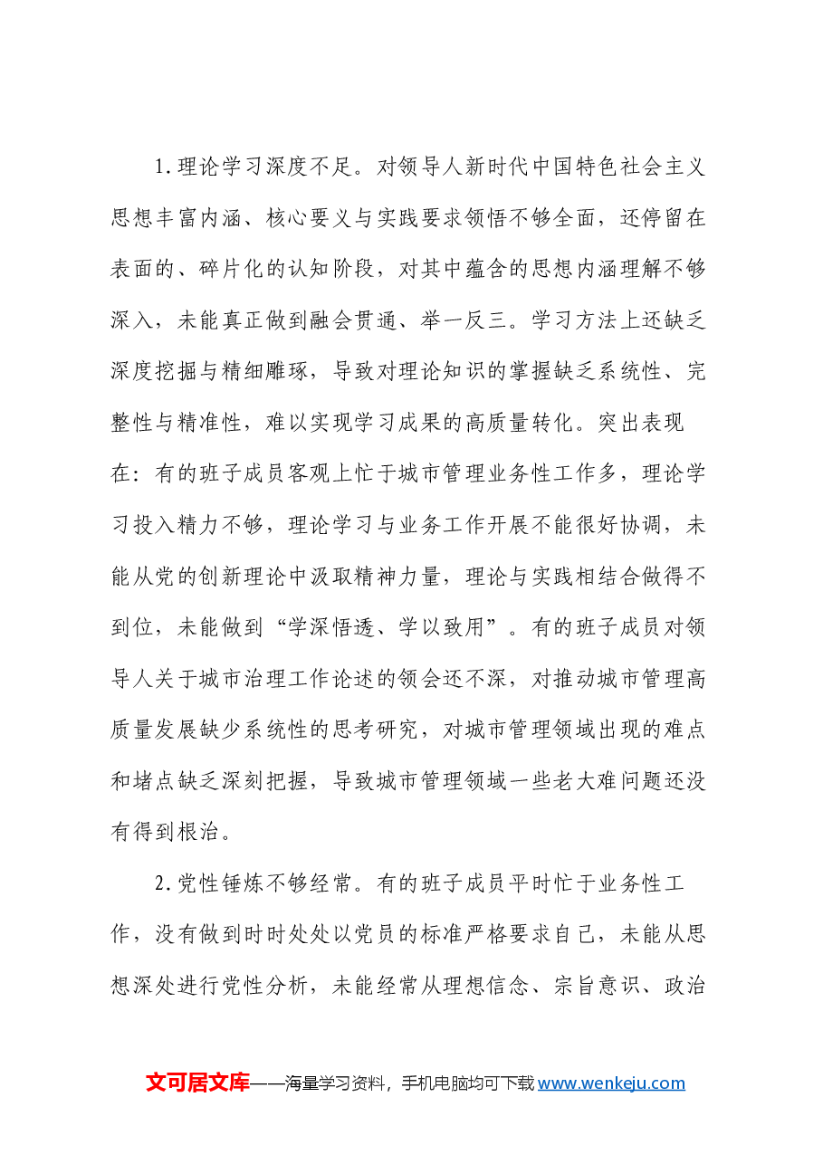 2024年度民主生活会对照检查剖析材料(班子).docx,第2页预览
