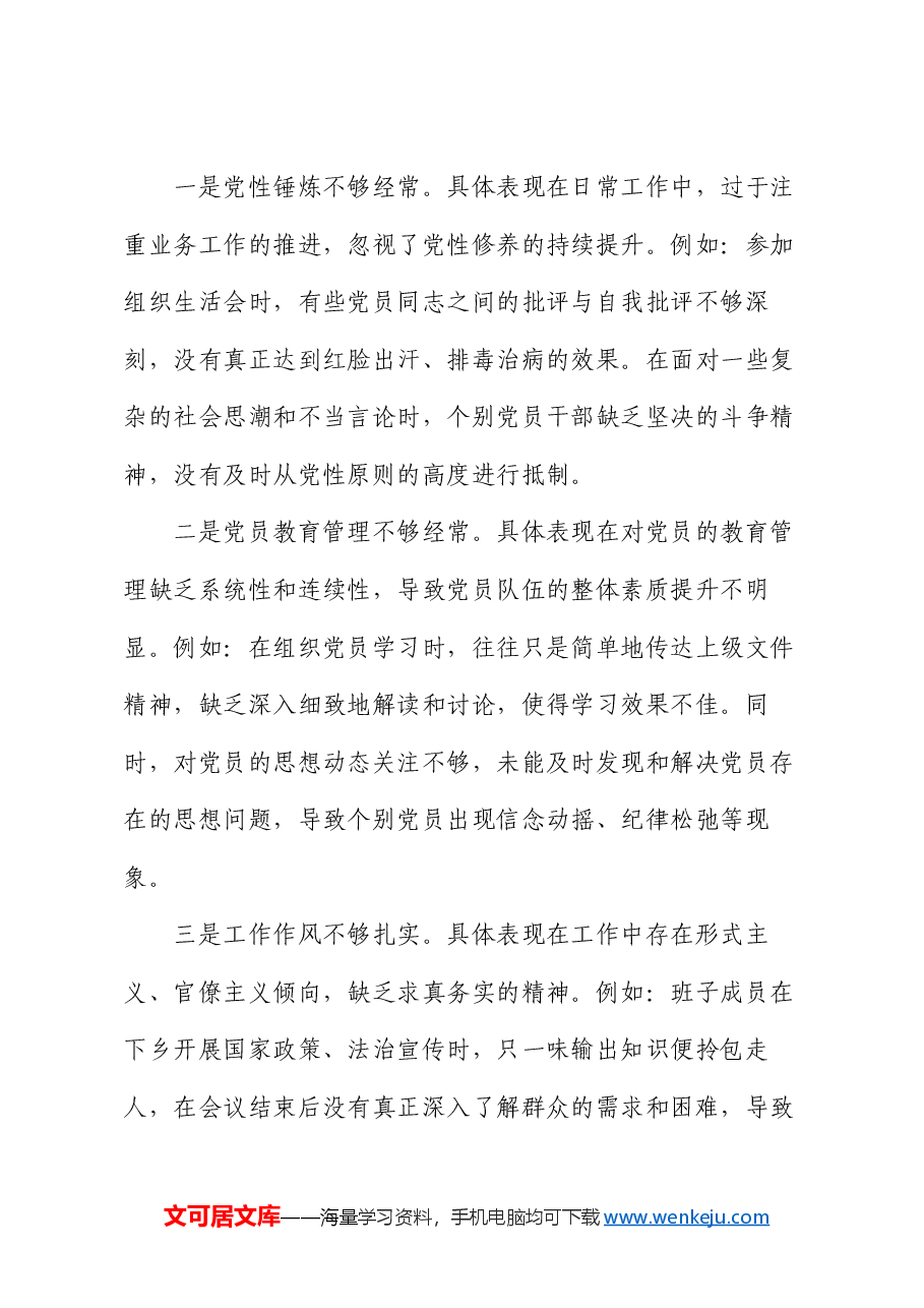 司法局党组2024年度民主生活会班子对照检查材料.docx,第3页预览