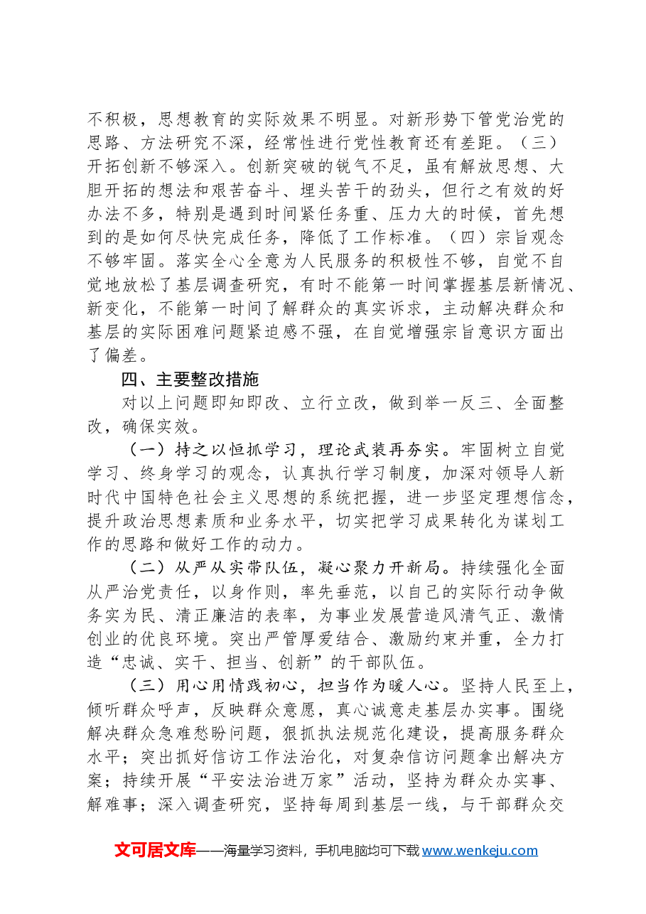 2024年度专题组织生活会个人对照检查材料.docx,第4页预览