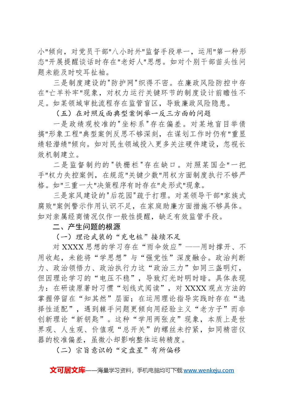 2025年度“四个带头”及典型案例的民主生活会个人对照检查发言提纲.docx,第3页预览