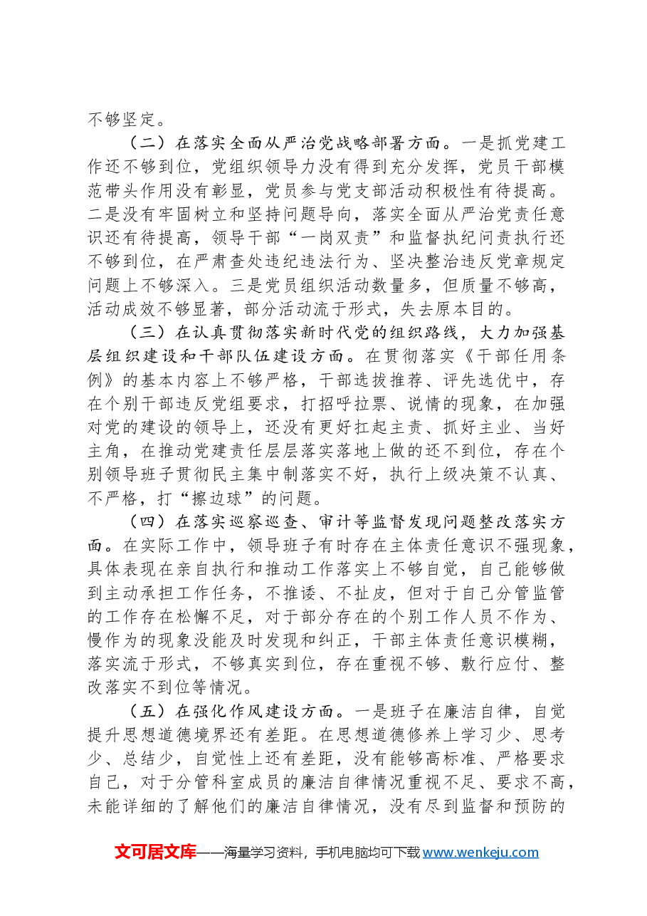 统计局领导班子巡察整改民主生活会对照检查材料.docx,第2页预览
