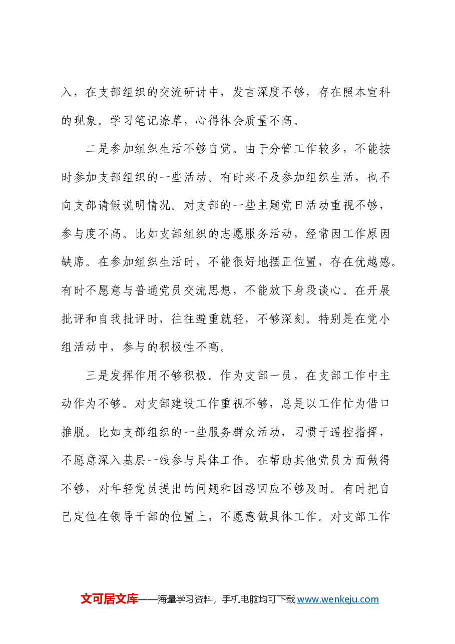 乡镇2024年度组织生活会个人对照检查.docx,第2页预览