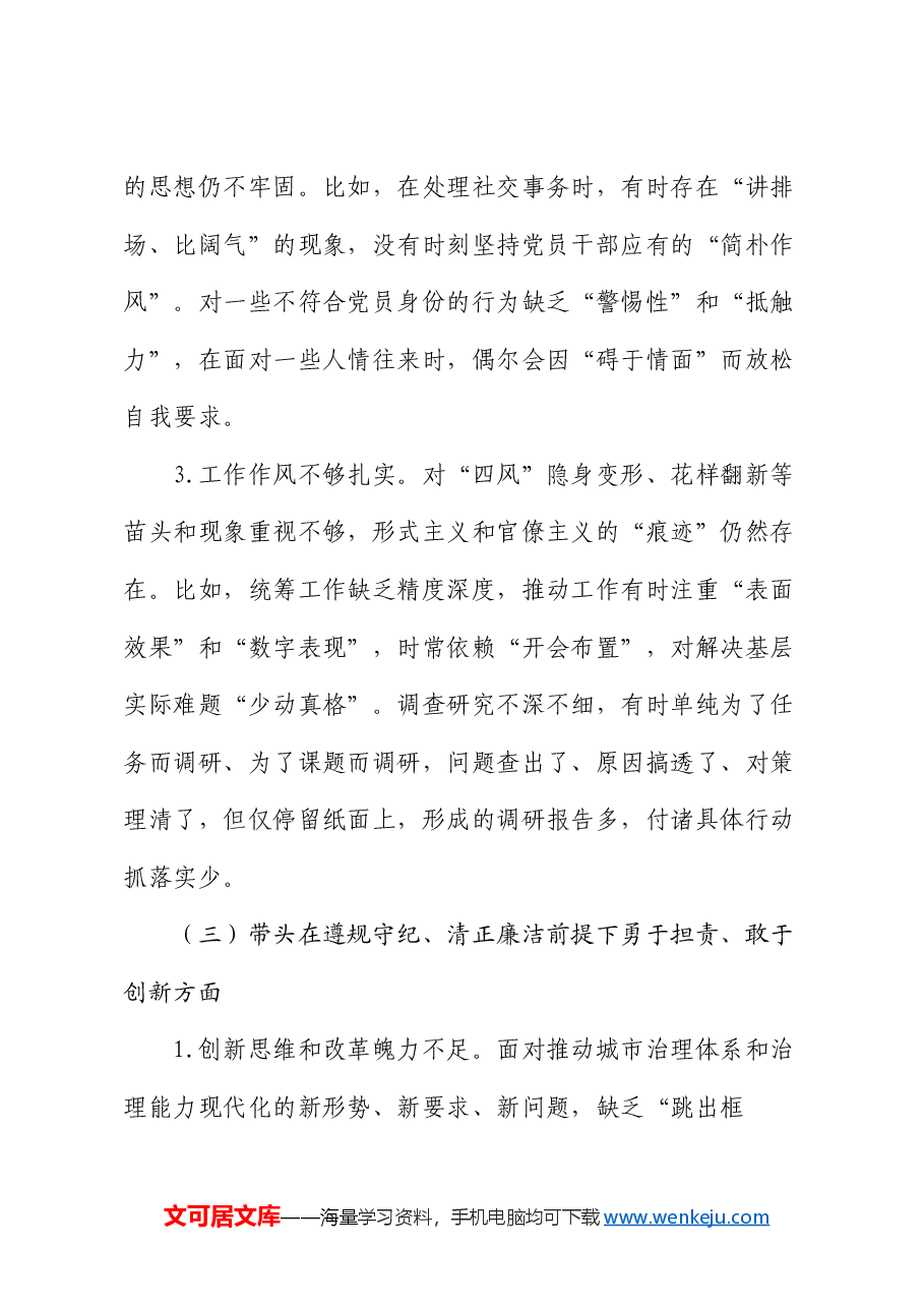 2024年度民主生活会领导干部个人对照检查剖析材料.docx,第4页预览