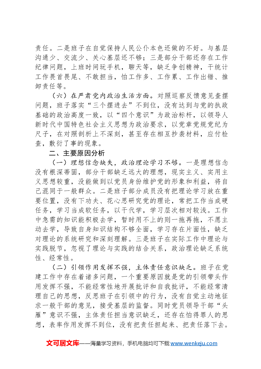 统计局领导班子巡察整改民主生活会对照检查材料.docx,第3页预览