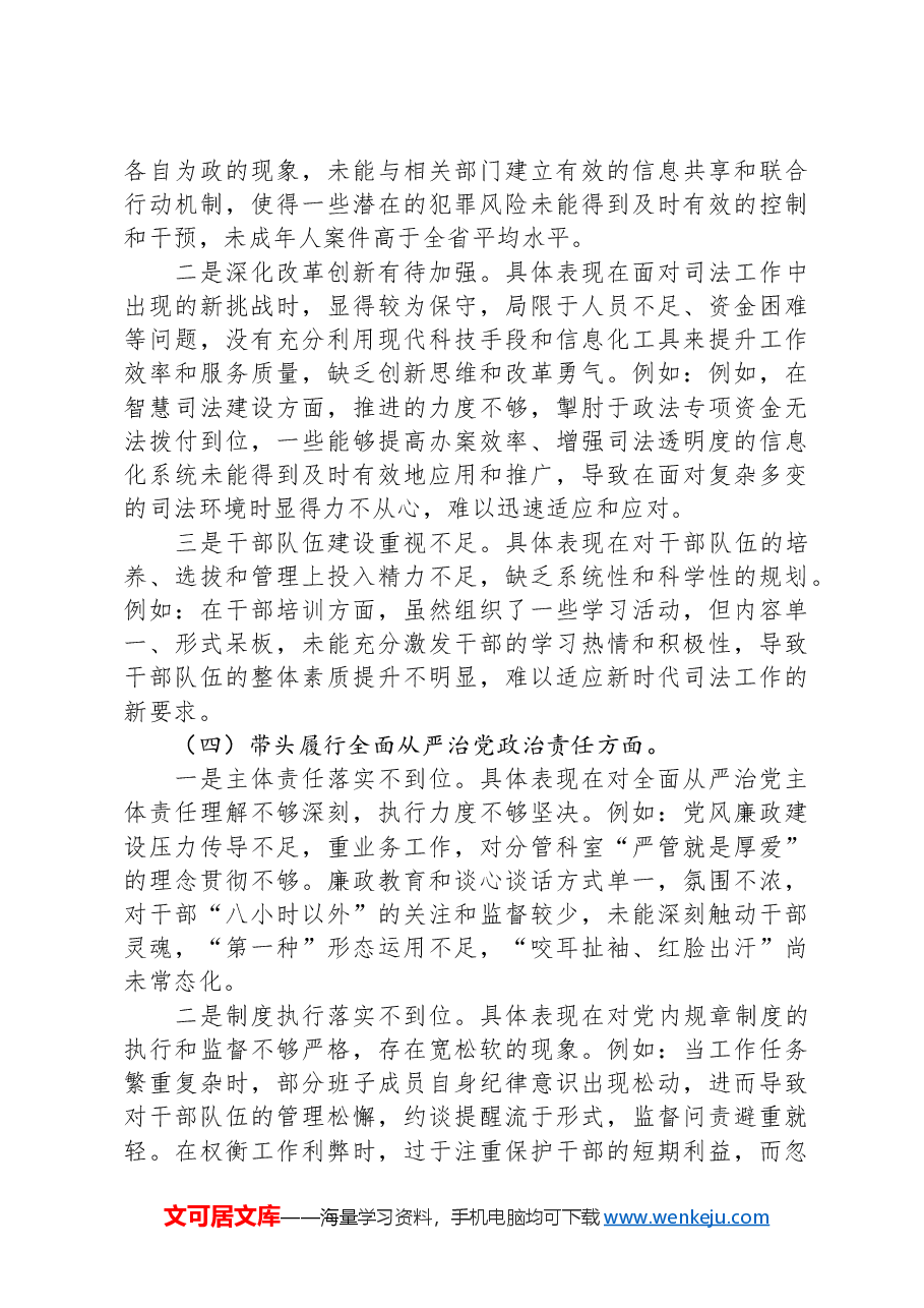 司法系统2024年度民主生活会班子对照检查(含民族共同体).docx,第3页预览