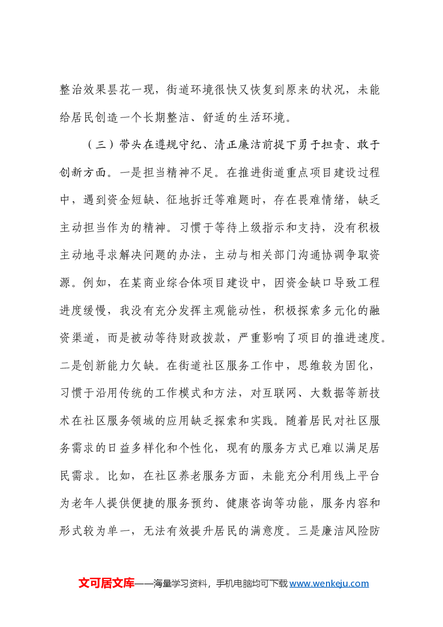 2024年组织生活会个人对照检查(乡镇街道).docx,第4页预览