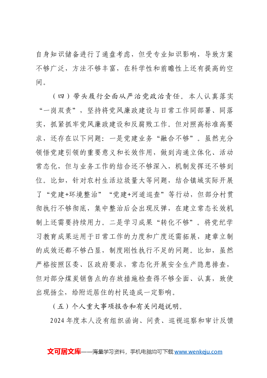 乡镇长2024年民主生活会个人对照检查材料四个带头.docx,第4页预览