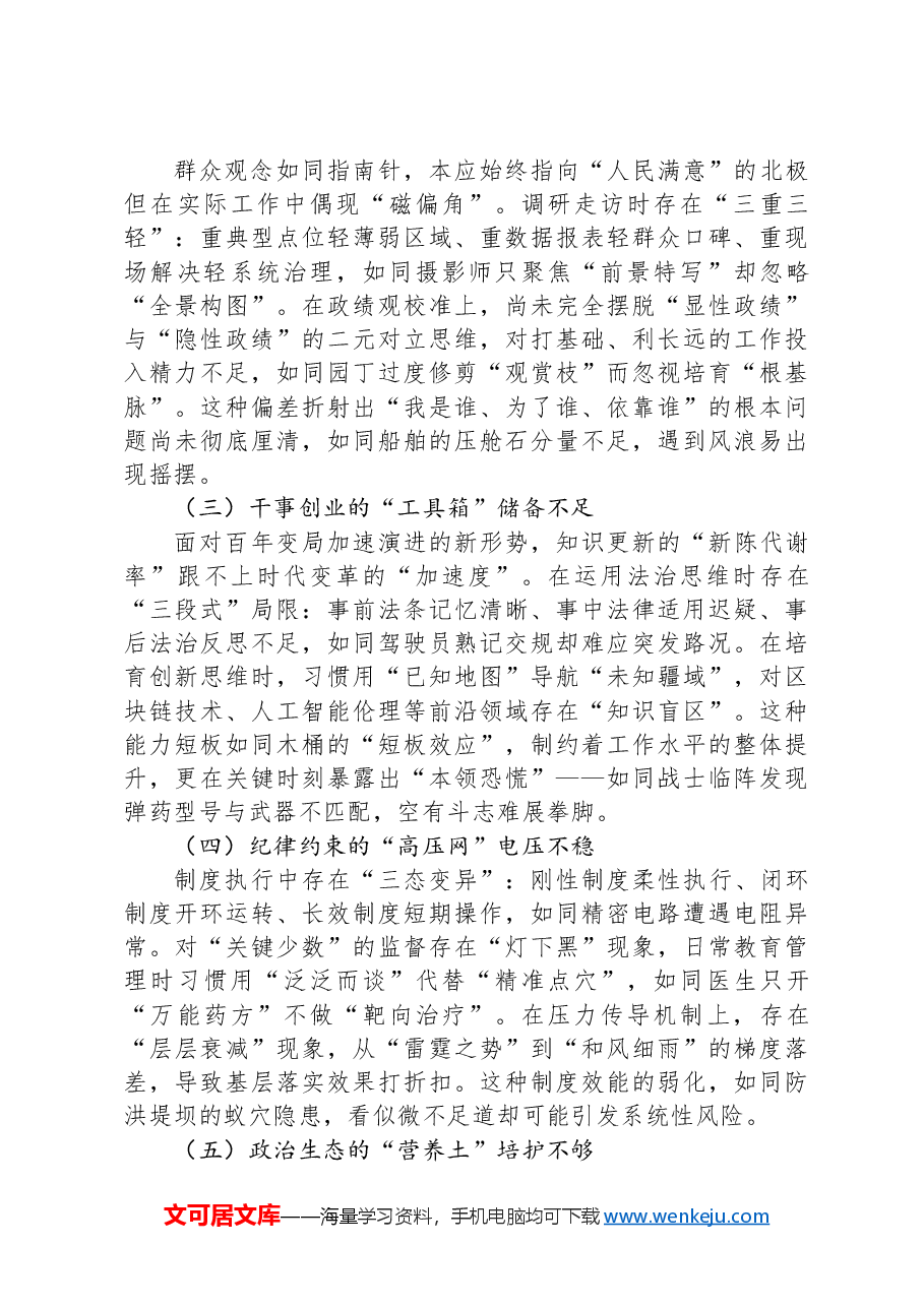 2025年度“四个带头”及典型案例的民主生活会个人对照检查发言提纲.docx,第4页预览