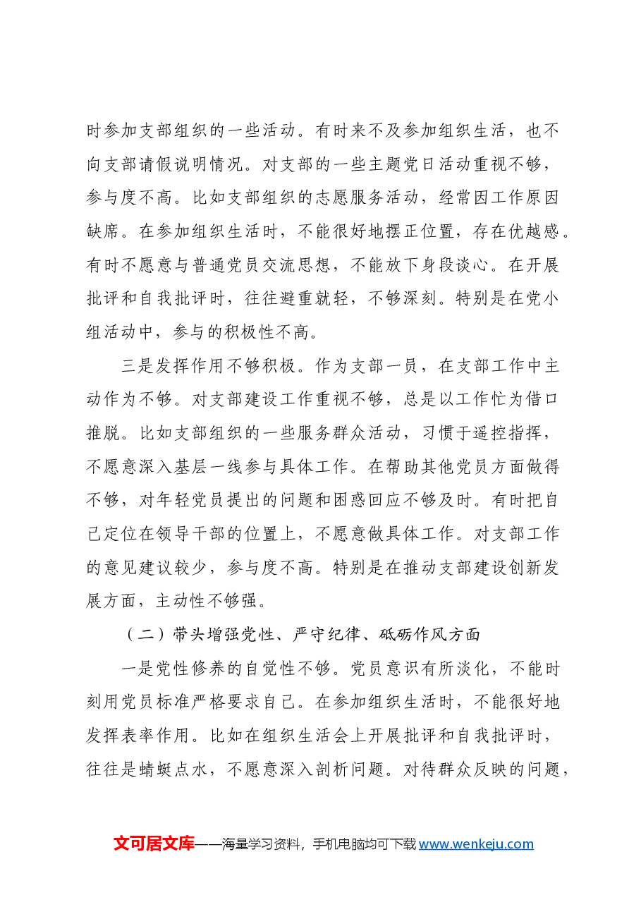 乡镇党委书记2024年度组织生活会对照检查材料四个带头.docx，第2页预览
