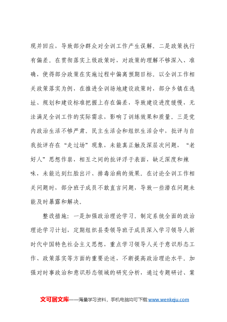 县委领导班子2024年民主生活会整改工作方案.docx，第3页预览