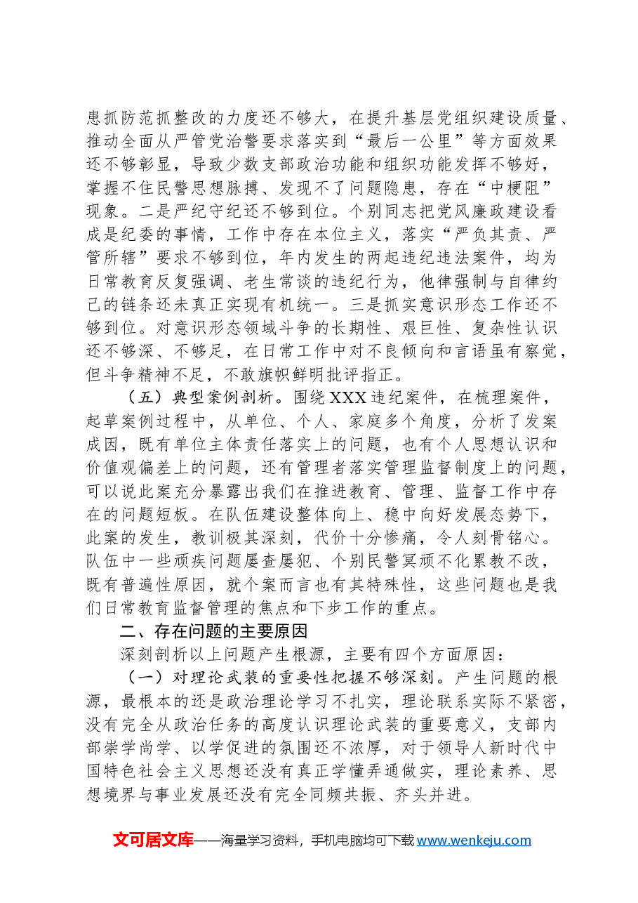 政工党支部2024年度组织生活会对照检查材料.docx，第3页预览
