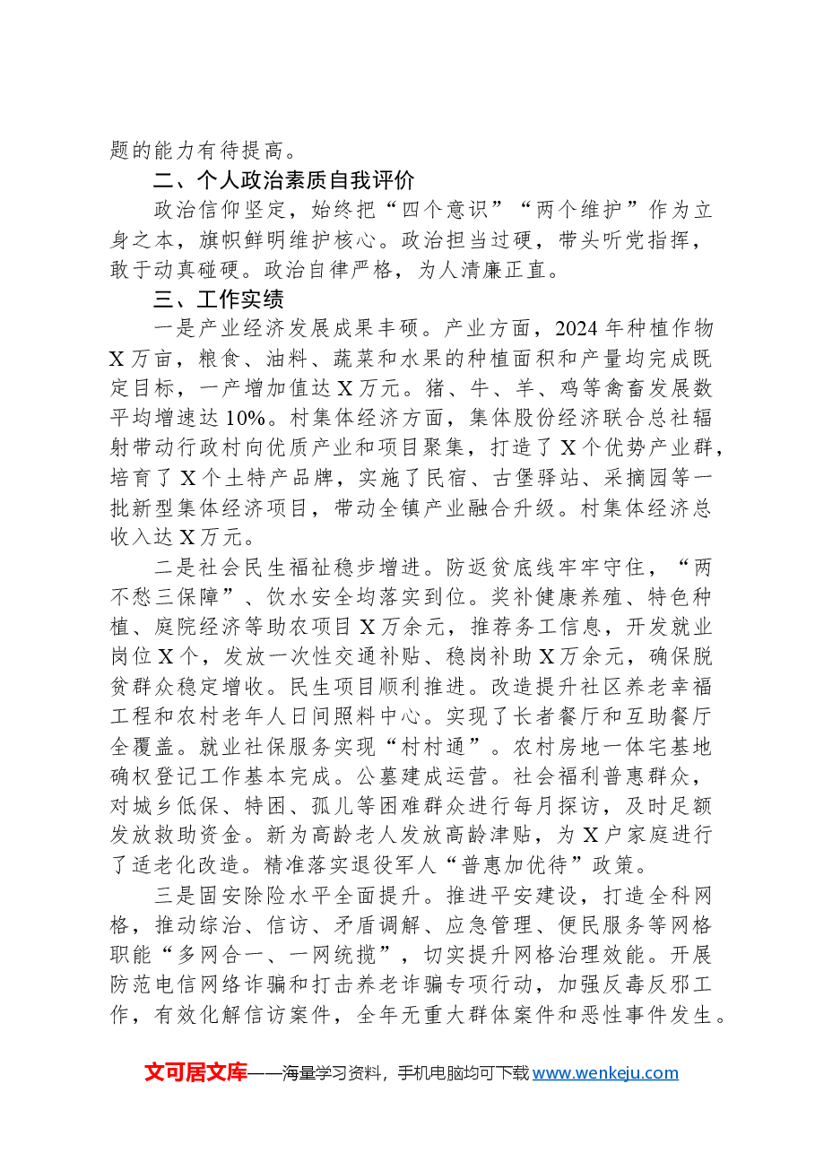 乡镇长2024年度述职报告.docx,第2页预览