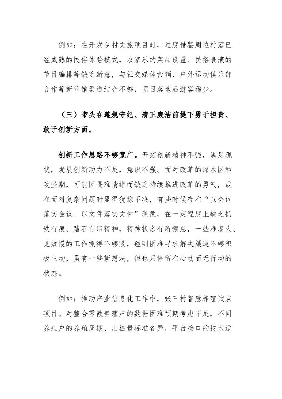 2024年度民主生活会对照检查材料(四个带头+例子).docx,第3页预览