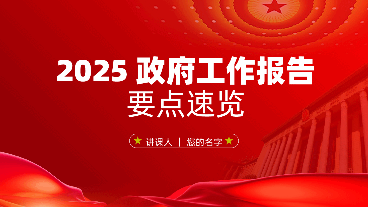 2025年全国两会要点速览PPT(附讲稿)《2025年政府工作报告》.pptx,第1页预览