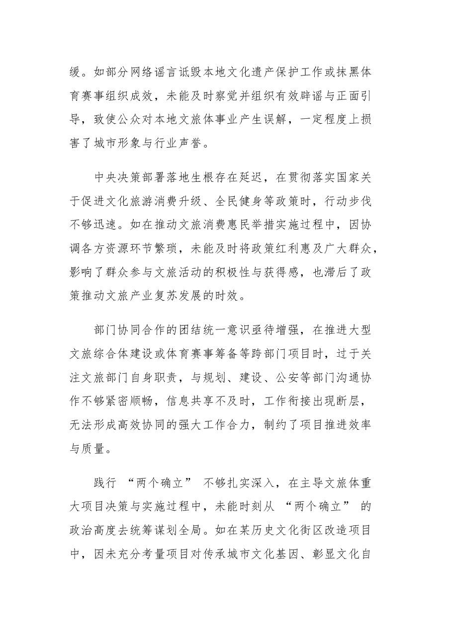 分管文旅、体育副市长关于 2024 年度民主生活会个人对照检视材料.docx,第2页预览