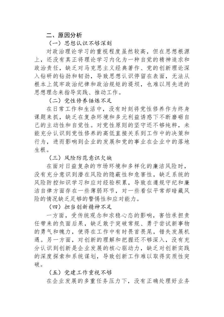 国企领导+2024+年度民主生活会、组织生活会对照检查材料.docx,第4页预览