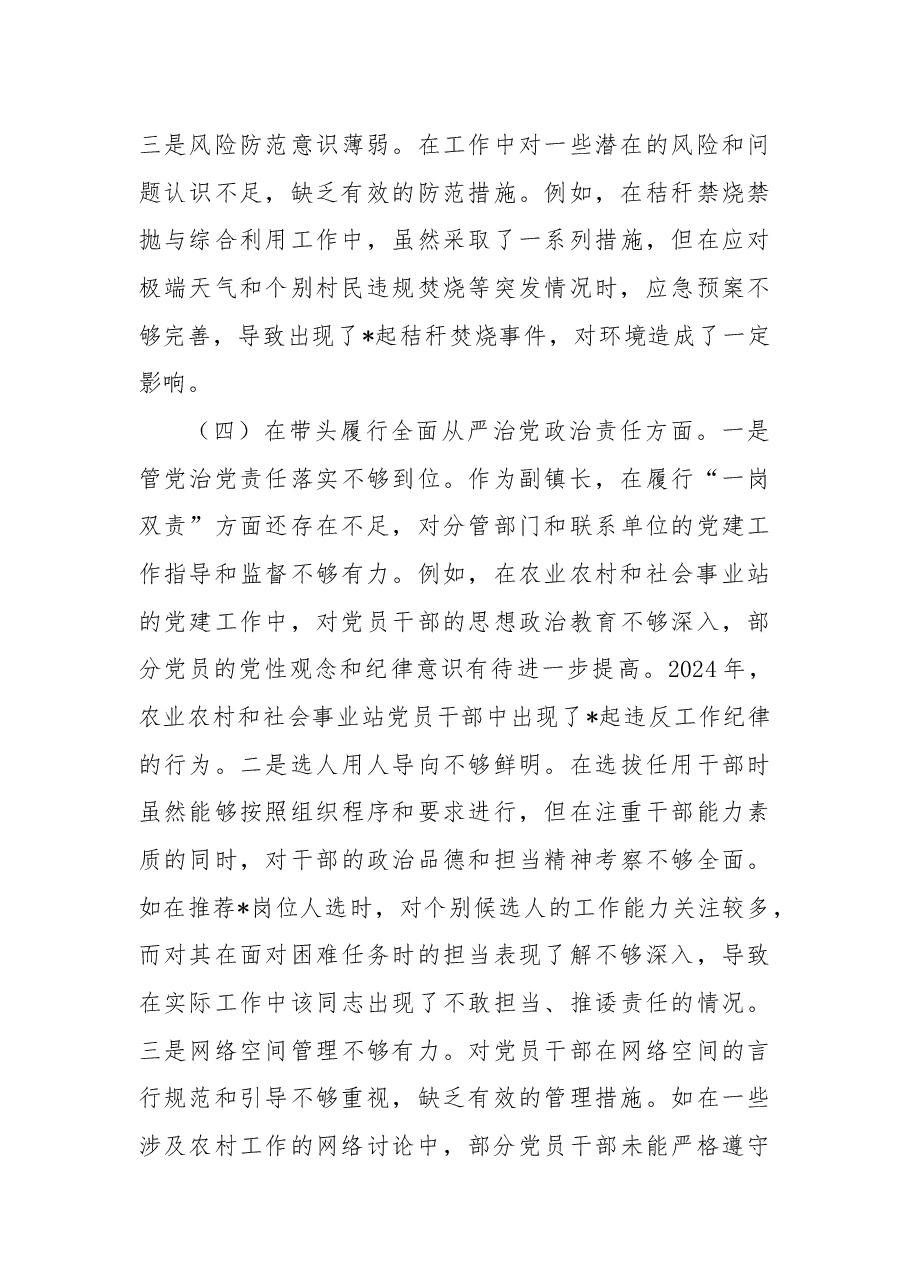 副镇长2024年度民主生活会个人对照检查.docx,第4页预览