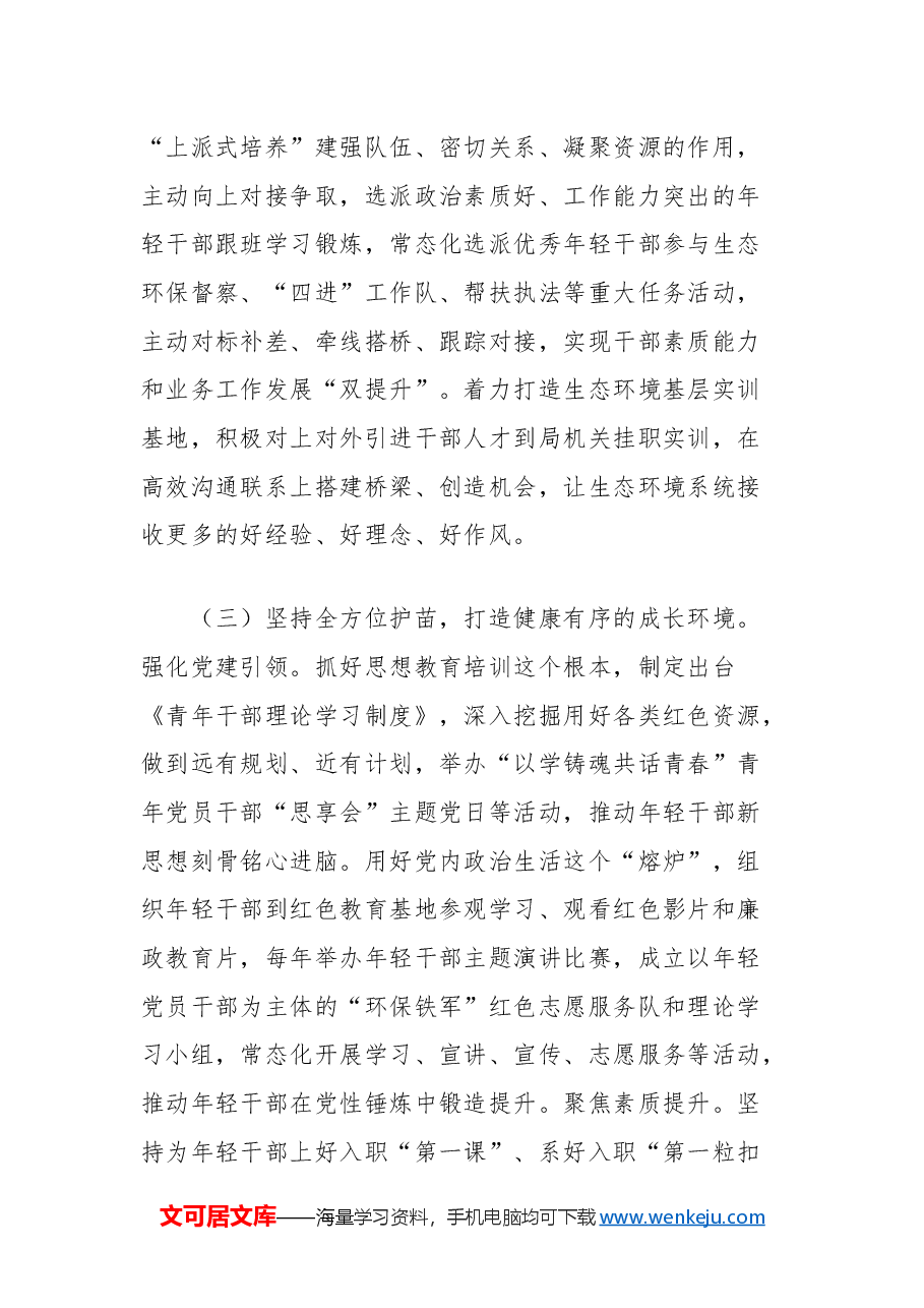 市生态环境局党组青年干部培养工作总结.docx,第3页预览