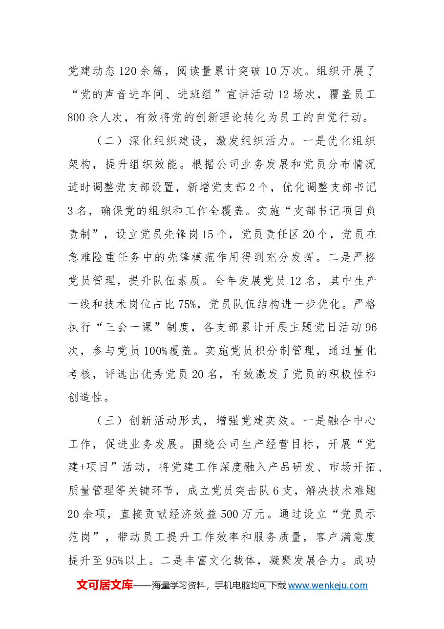 2024年度企业党建工作总结.docx,第2页预览