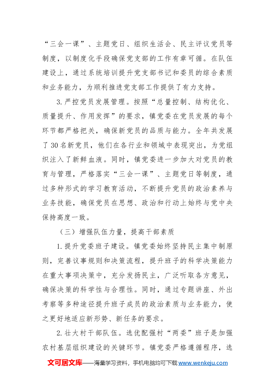 xx乡镇党委2024年度基层党建工作总结.docx,第3页预览