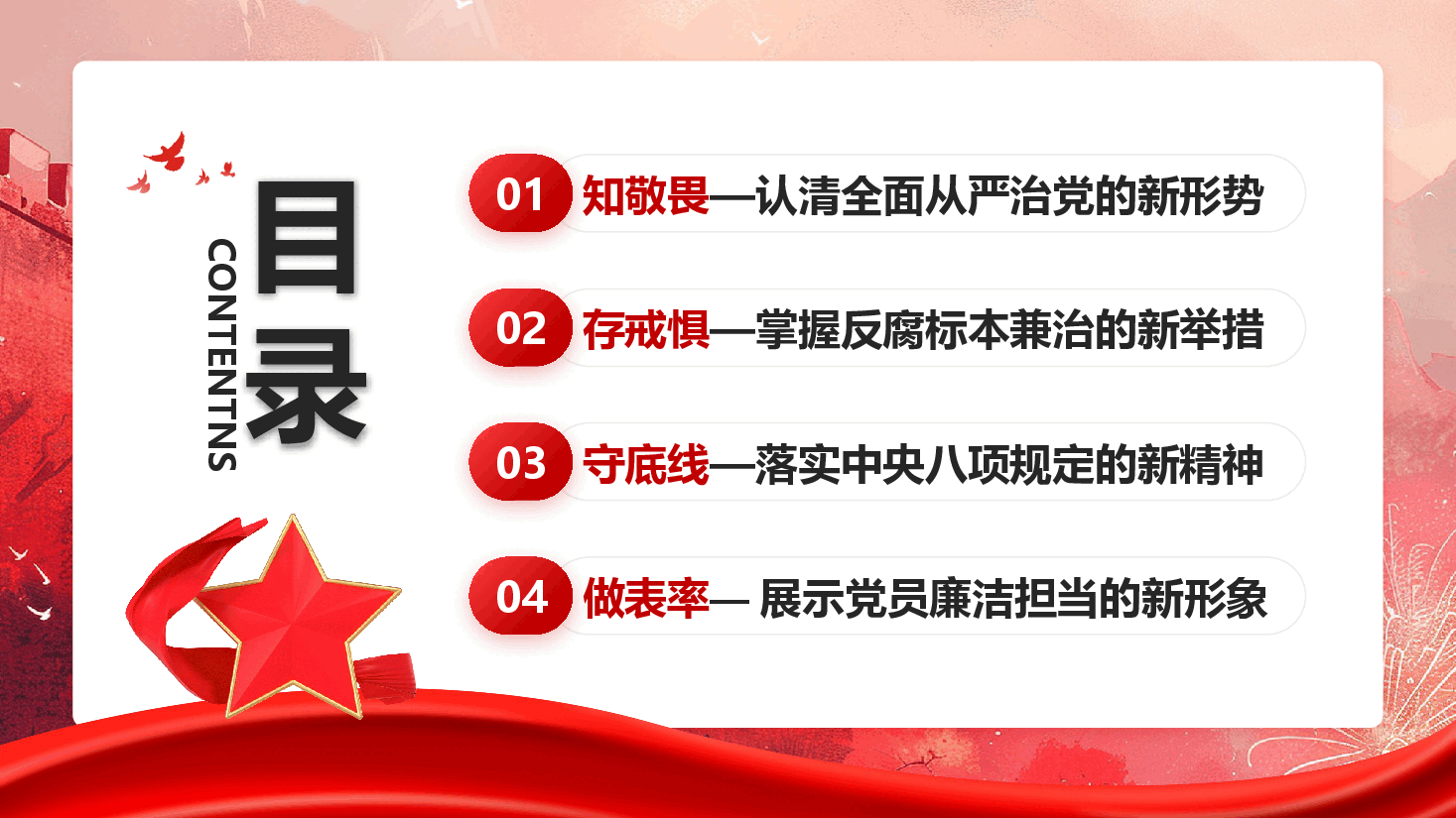 廉政专题党课-知敬畏 守底线 为2025年“开门红”营造风清气正的干事环境.pptx，第3页预览