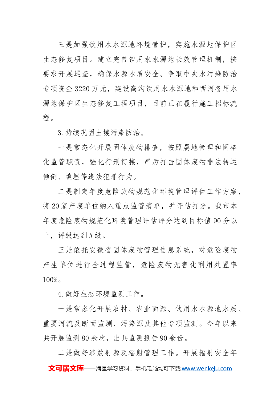 市生态环境分局2024年工作总结和2025年工作计划.docx，第3页预览