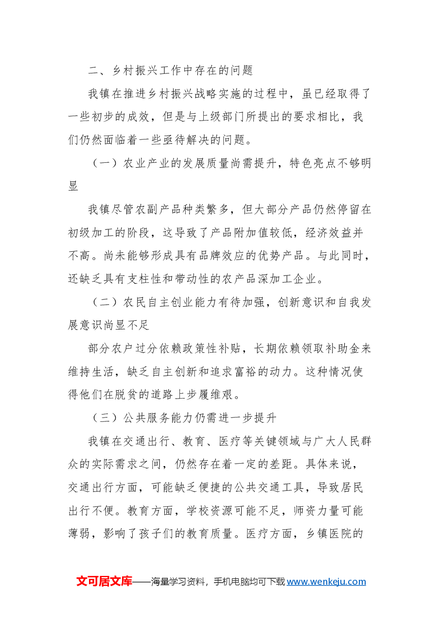 乡镇2024年乡村振兴工作情况总结及下一步工作计划.docx，第4页预览