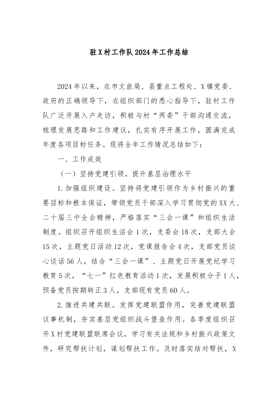 驻X村工作队2024年工作总结.docx,第1页预览