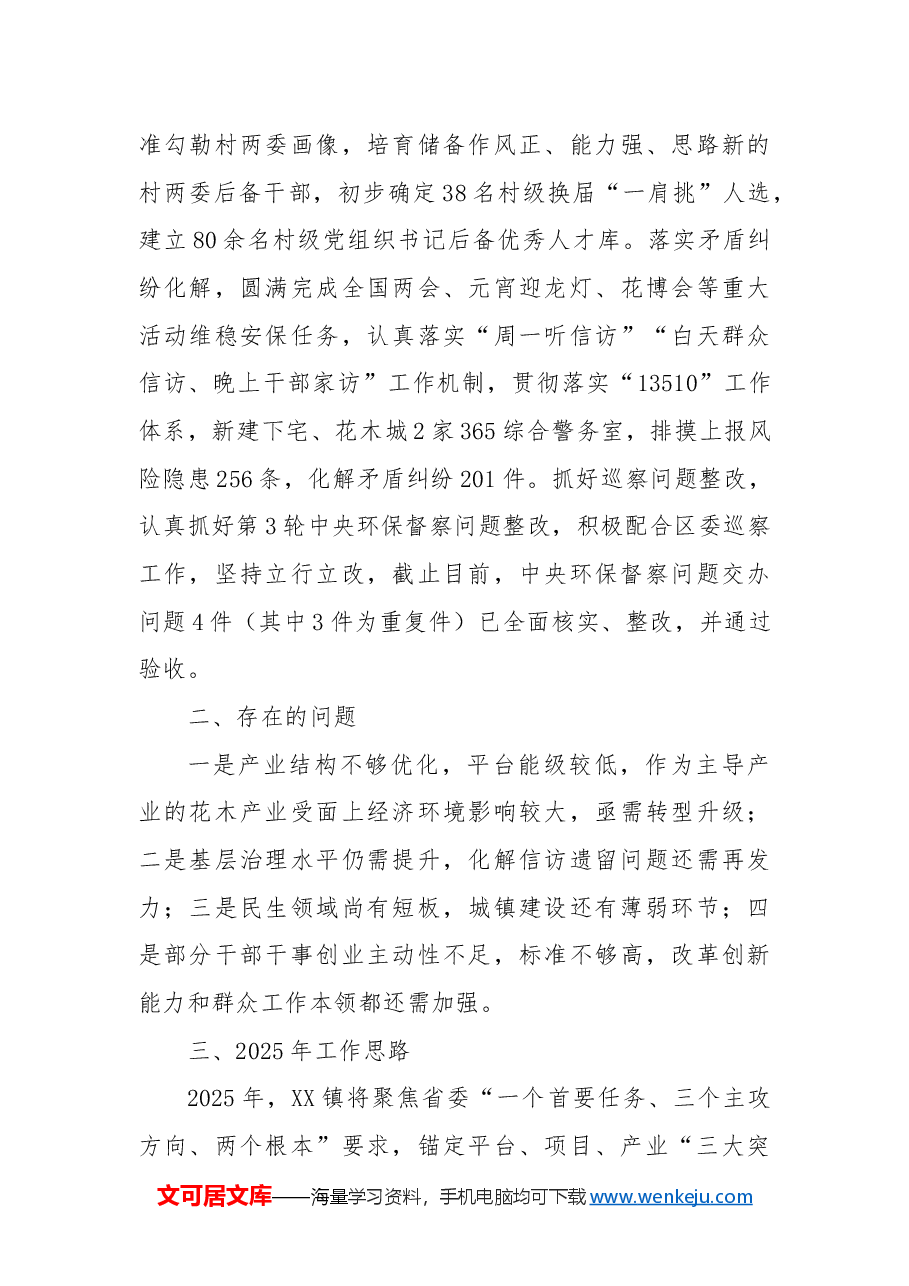 XX镇2024年工作总结和2025年工作思路.docx,第3页预览