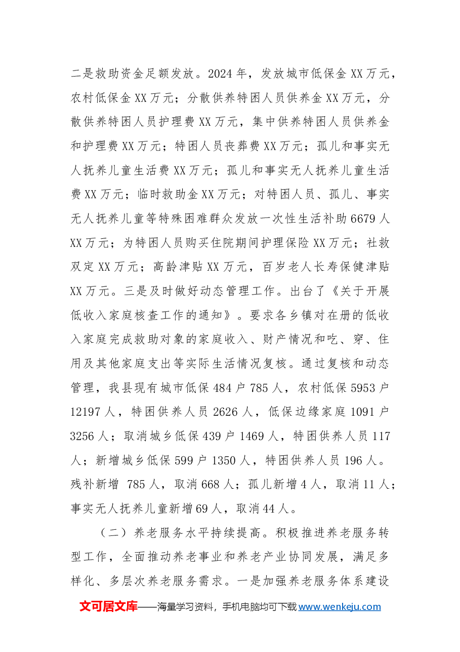 县民政局2024年工作总结暨2025年工作思路.docx,第2页预览