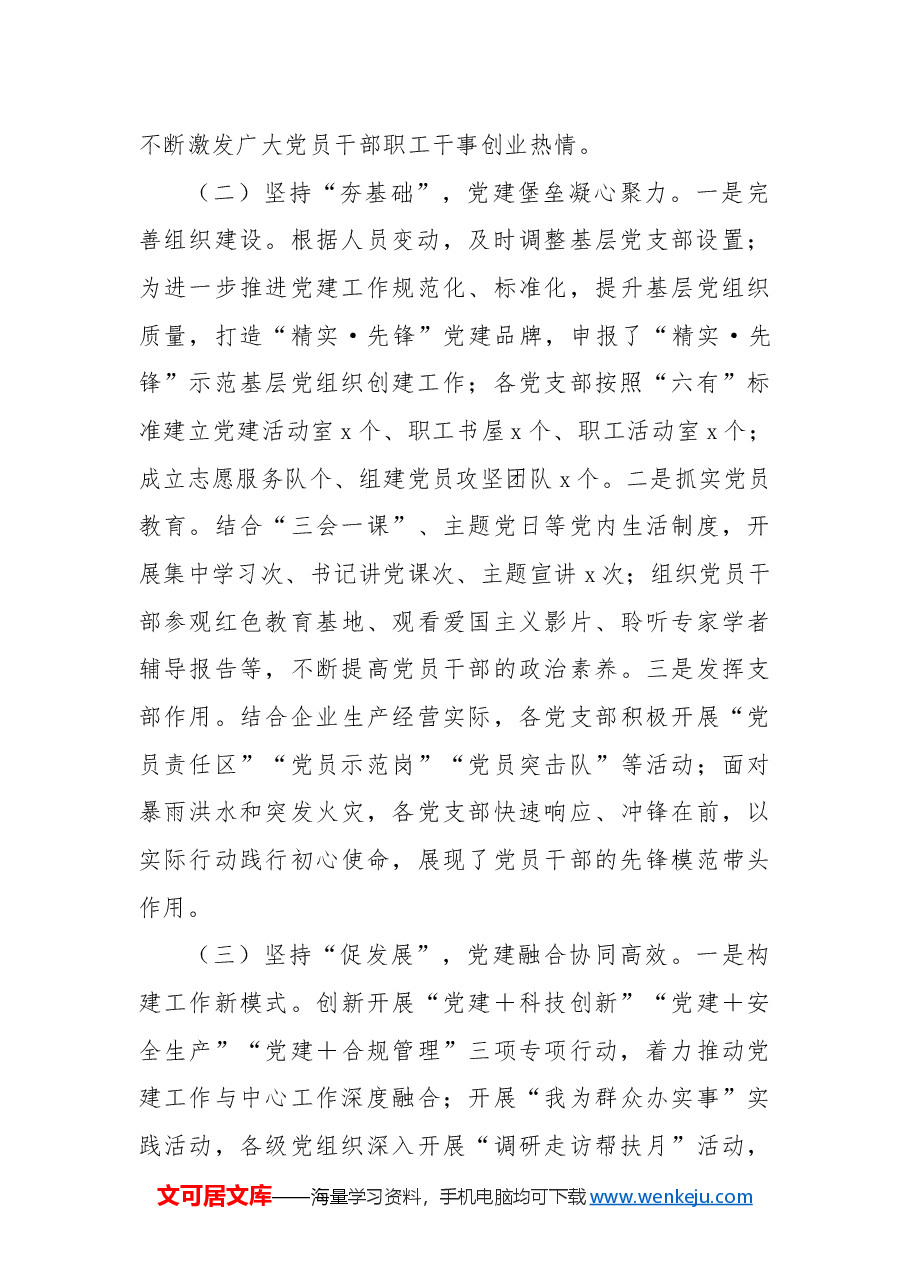 集团公司党委2024年党建工作情况总结及下一步工作计划.docx,第2页预览