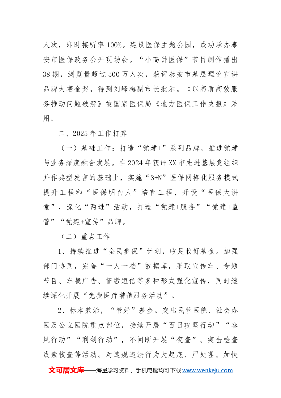 市医疗保障局2024年度工作总结及2025年度工作计划.docx,第3页预览