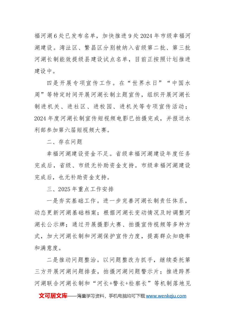 市河长制工作处2024年工作总结和2025年工作计划.docx,第2页预览