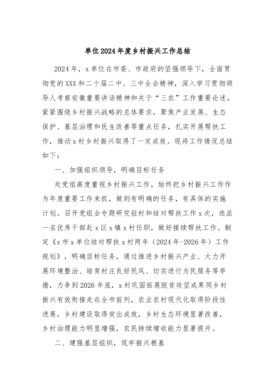 单位2024年度乡村振兴工作总结.docx,第1页预览
