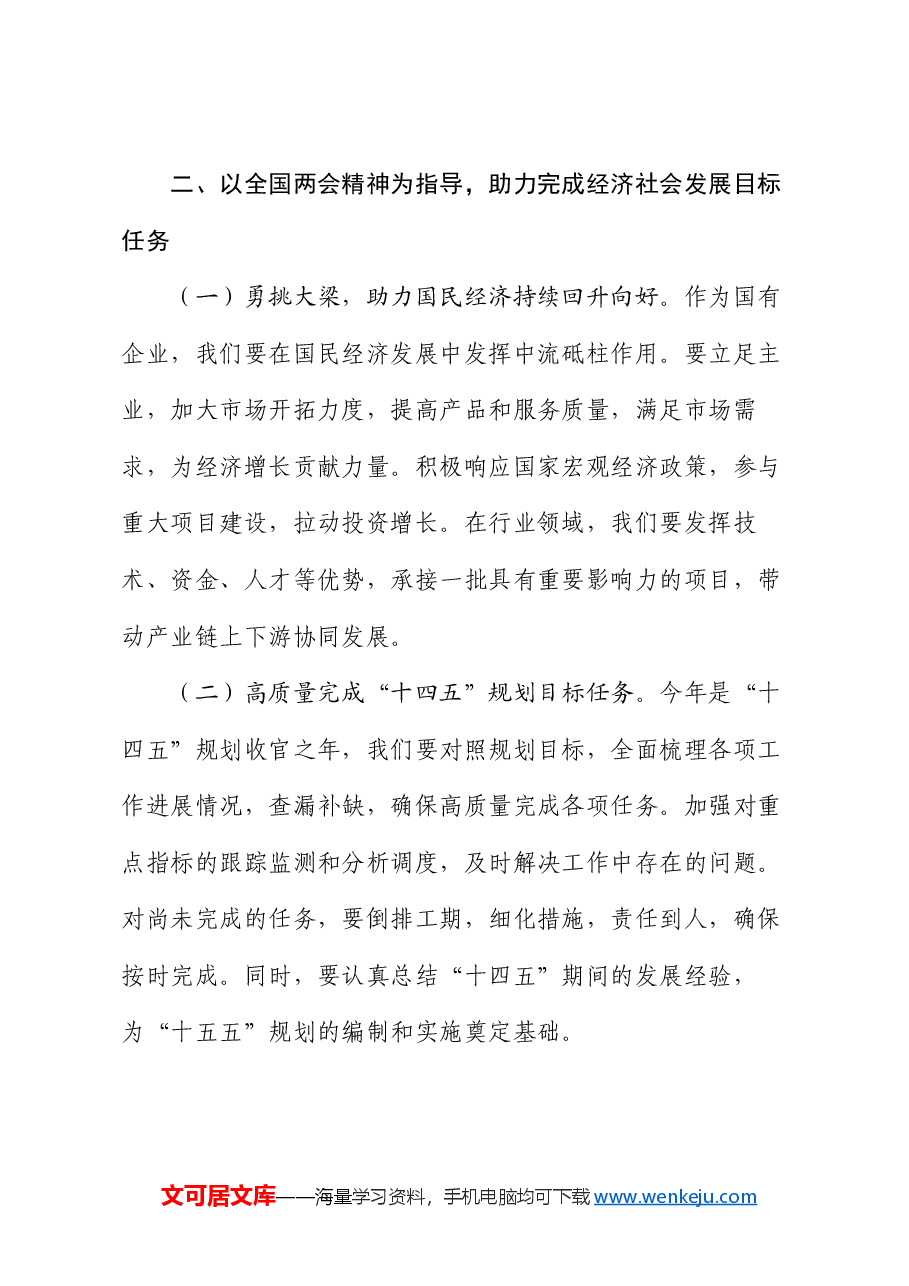 国有企业党委书记在集团传达2025年全国两会精神大会上的讲话.docx,第3页预览