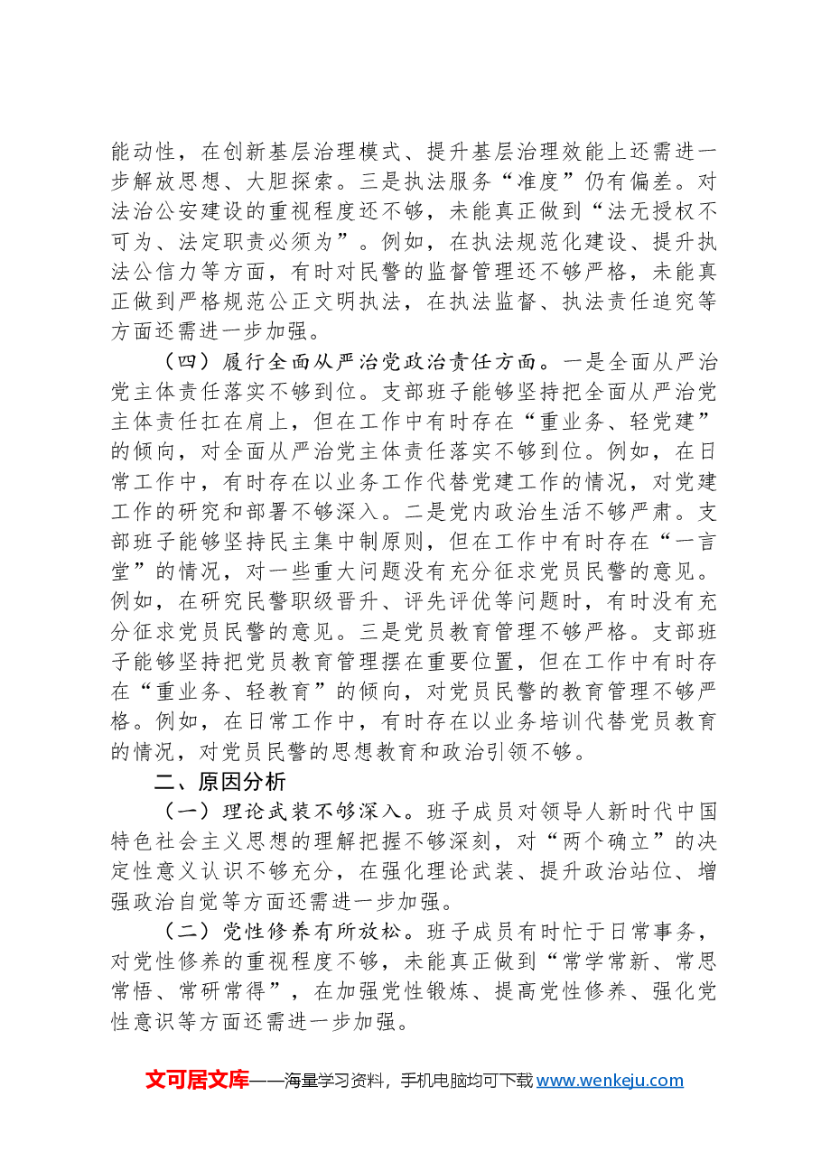 支部委员会班子组织生活会对照检查发言材料.docx,第3页预览