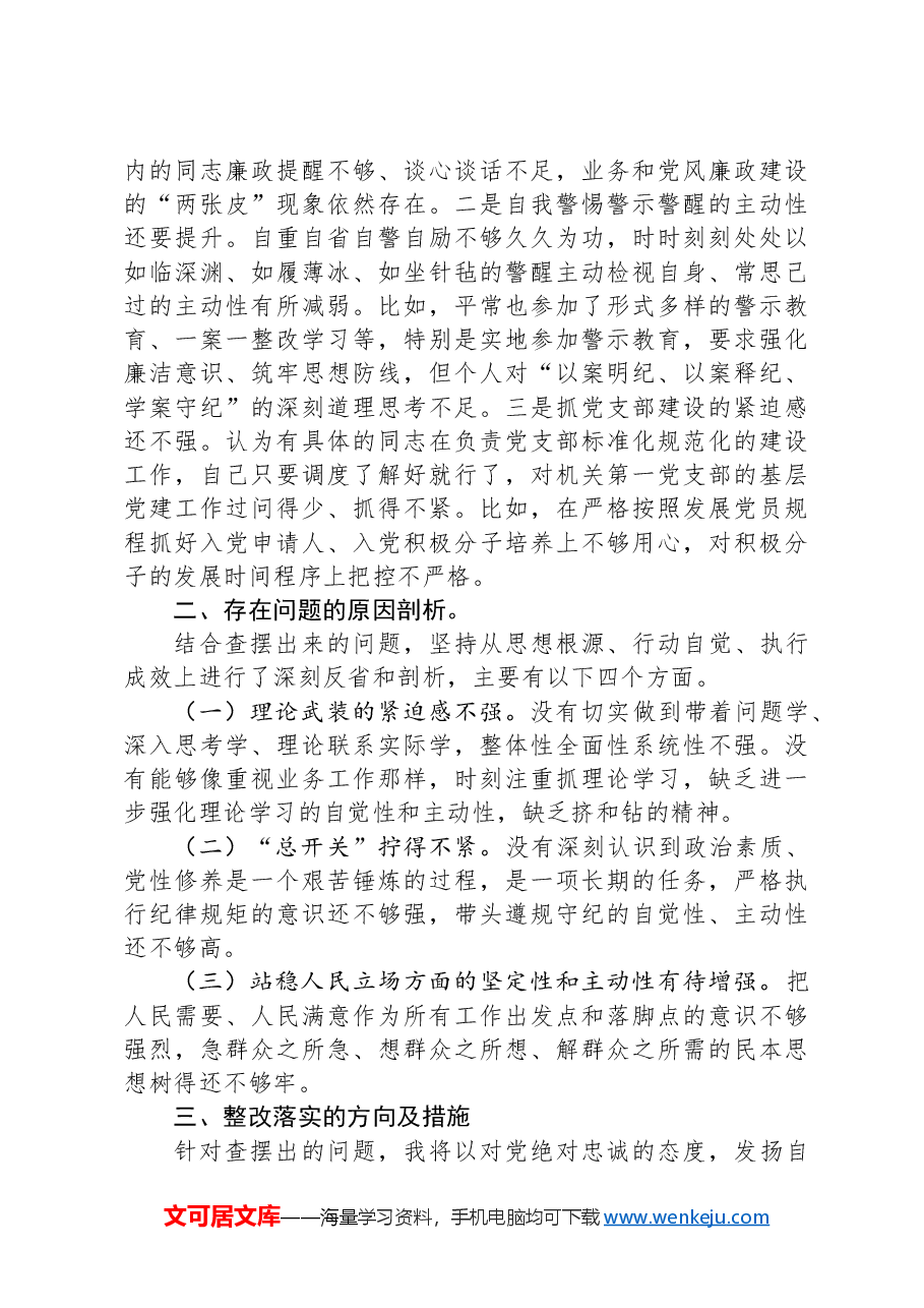 XX党员领导干部2024年度组织生活会个人对照检查.docx,第3页预览