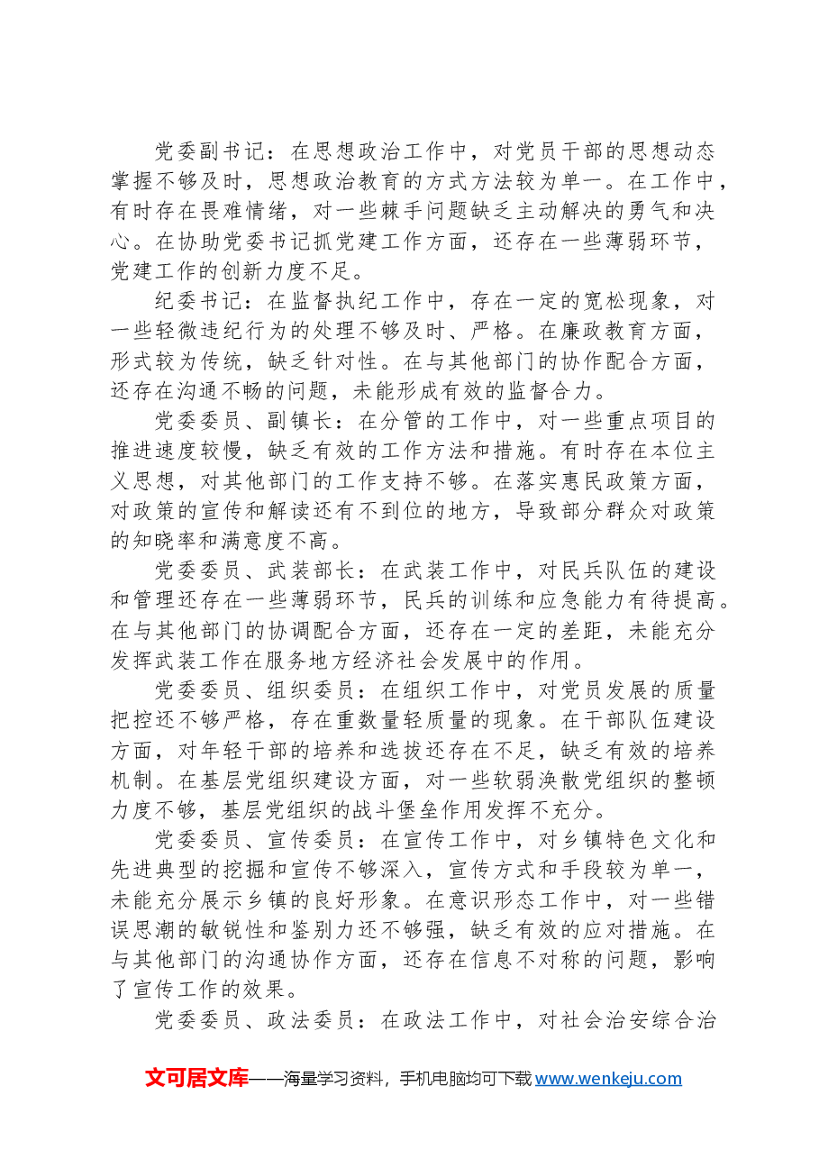 乡镇党委民主生活会互相批评会议记录.docx,第2页预览