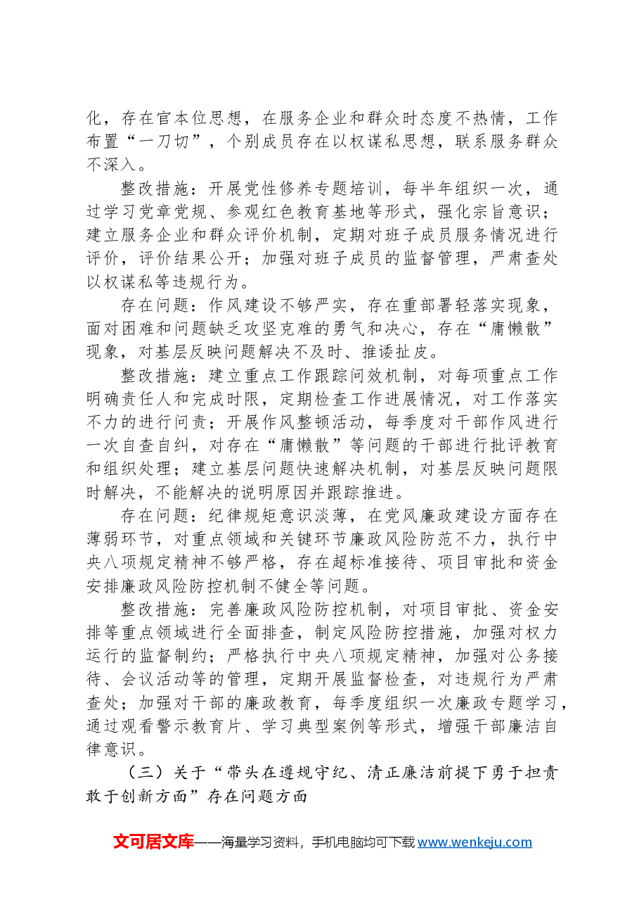 市发改局领导班子2024年民主生活会整改工作方案.docx,第3页预览