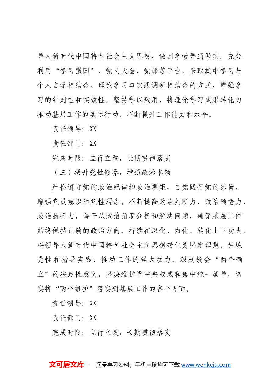 (会后)2024年基层党委民主生活会整改落实方案.docx,第3页预览
