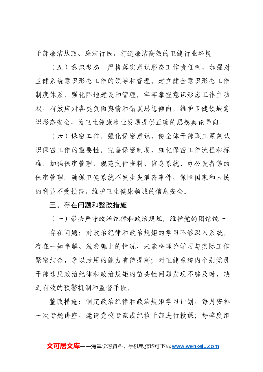 (会后)市卫健委党委2024年民主生活会整改工作方案.docx,第3页预览