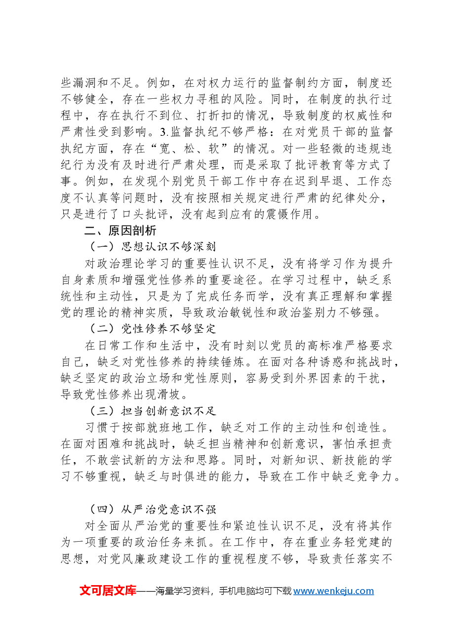2024年民主生活会对照检视材料.docx，第3页预览