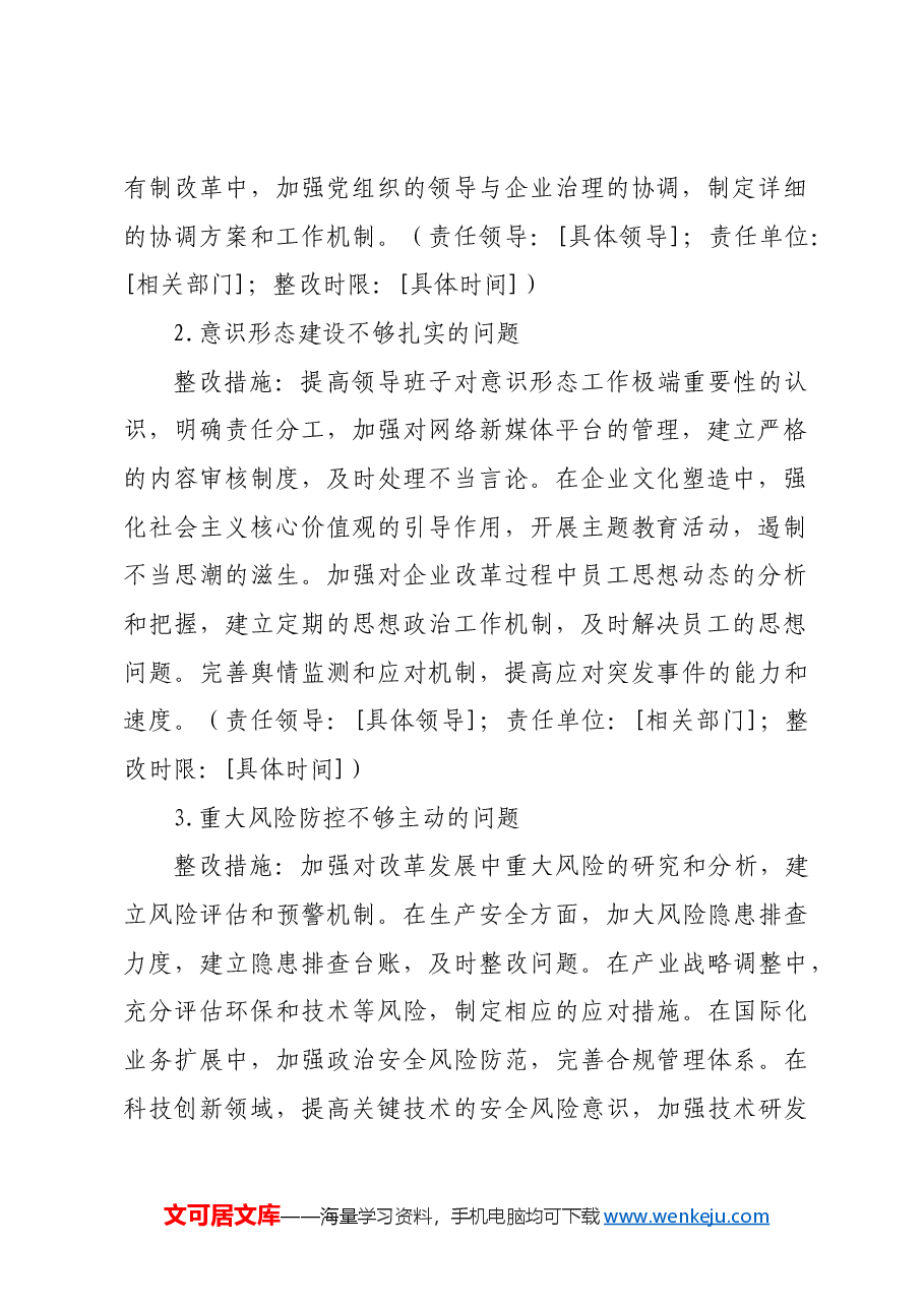 (会后)2024年度民主生活会“四个带头”对照检查材料查摆问题整改方案.docx,第2页预览