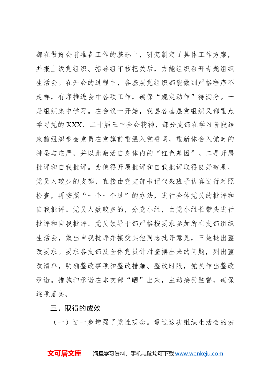 2024年组织生活会工作开展情况报告.docx,第3页预览