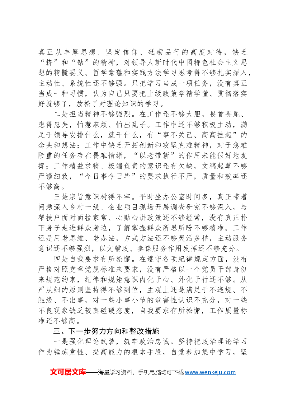2024年度组织生活会发言提纲.docx,第3页预览