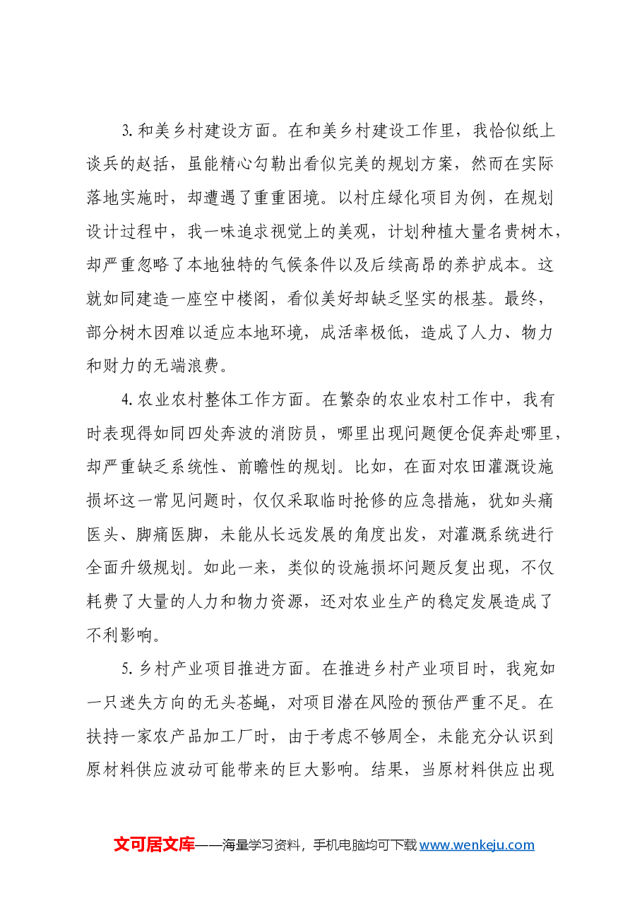 农业农村局2024年民主生活会、组织生活会意见建议.docx，第2页预览