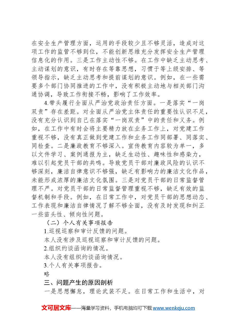 2024年度民主生活会个人检视剖析发言提纲.docx,第4页预览