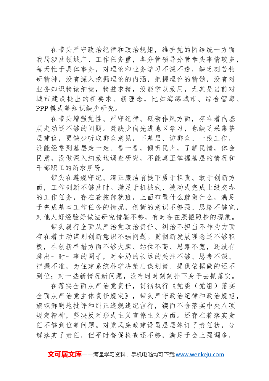 县局2024年度领导班子民主生活会情况报告.docx,第2页预览