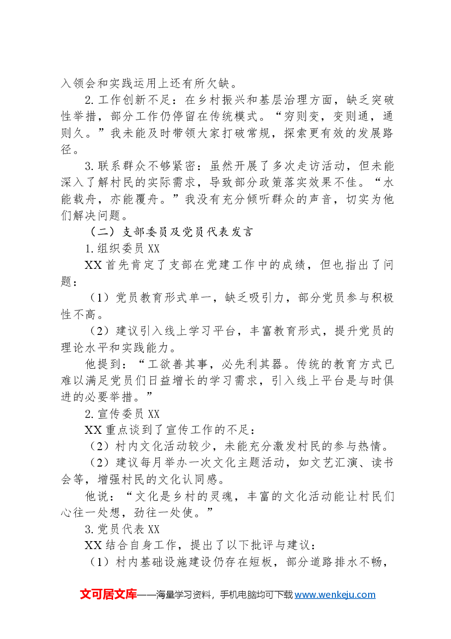 2024-2025年度XX村民主生活会会议记录.docx,第2页预览
